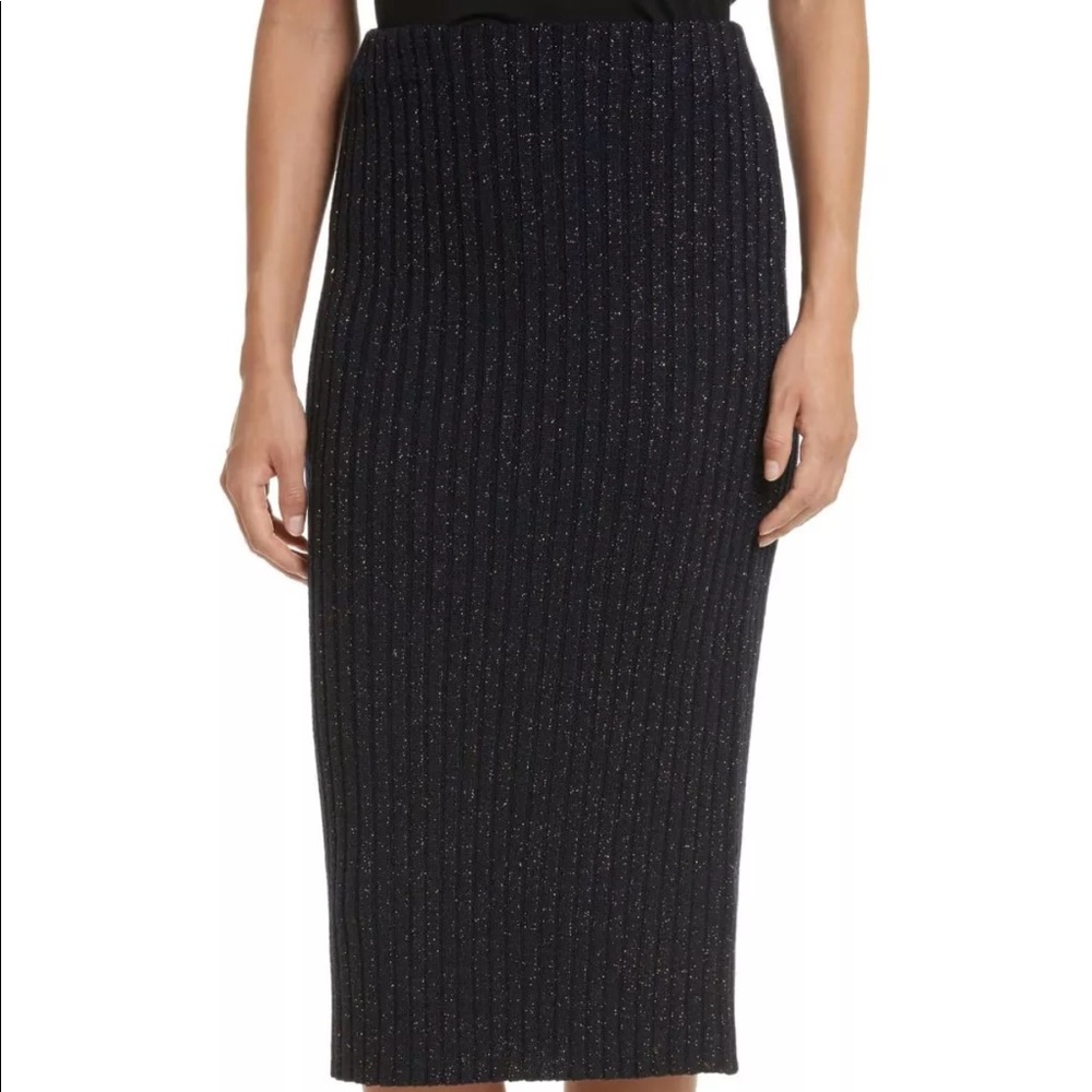 Rag & Bone Navy Leyton Metallic Skirt xs